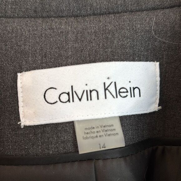 Calvin Klein Women Charcoal gray Blazer suit jacket work professional size 14 - Picture 6 of 11